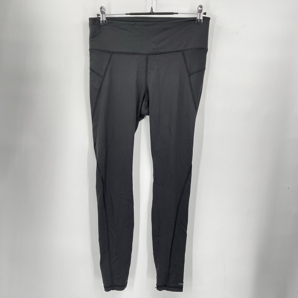 Athleta Medium Leggings Womens Black High Rise Pockets Reflective Running Tights